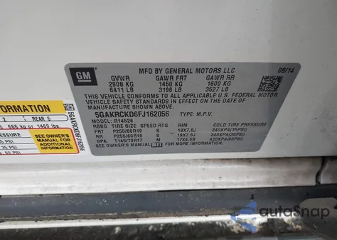 2015 Buick Enclave Premium z USA, uszkodzony, nr VIN 5GAKRCKD6FJ162056